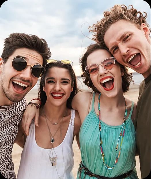 Friends laughing together